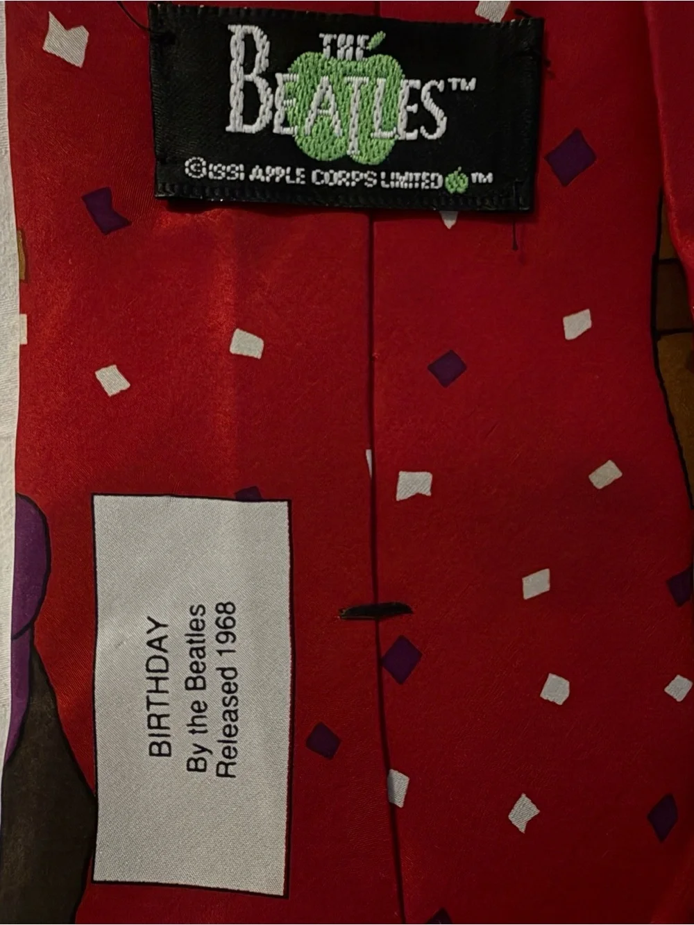 The Beatles Red Novelty Birthday Print Tie